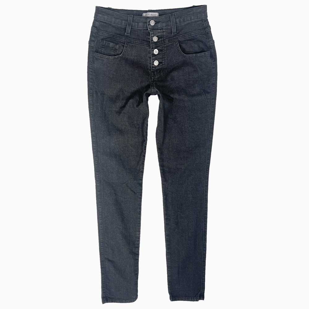 Judy Blue 9163 Jeans 7 28 High Waist Button Fly Charcoal Black 90s Stretch Retro